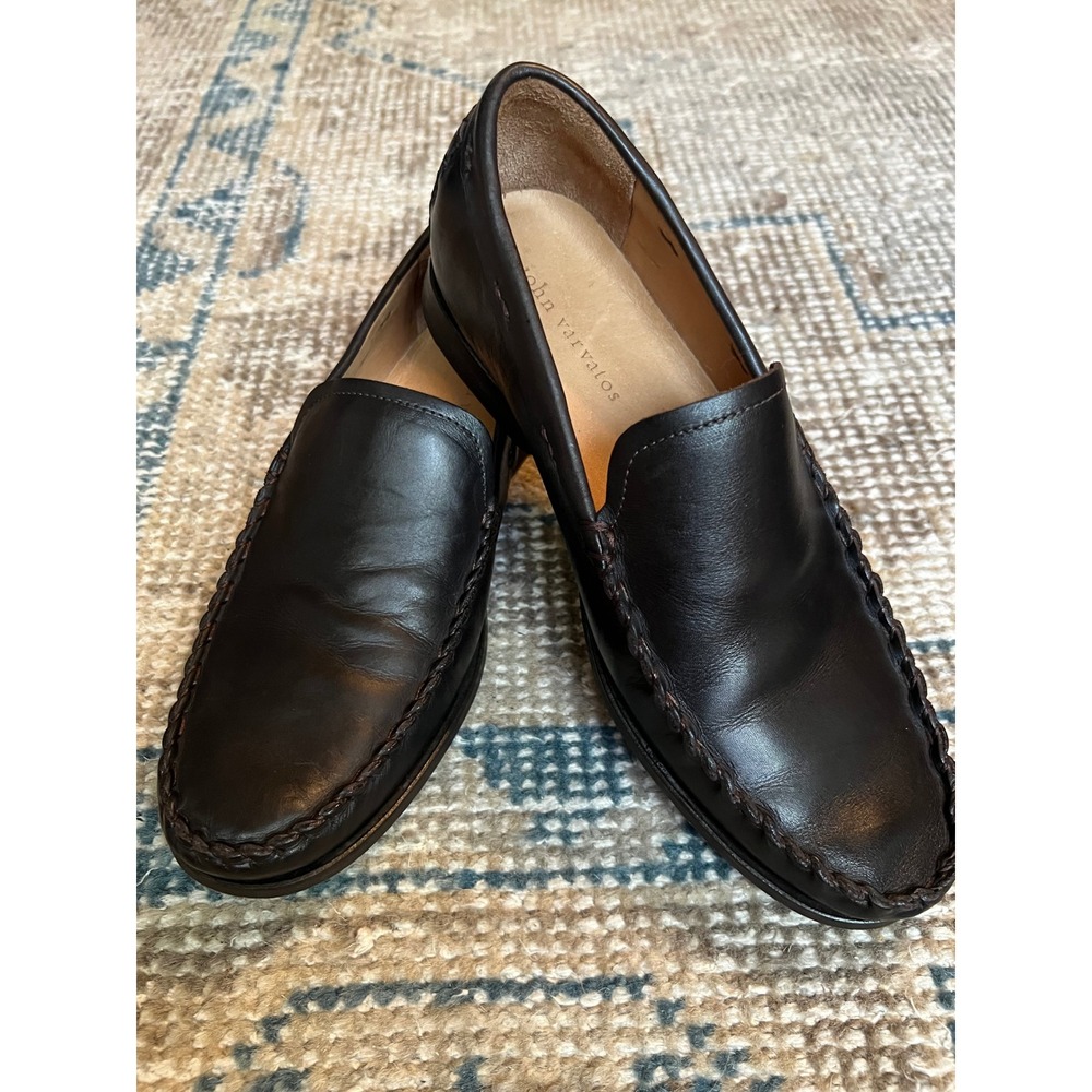 John Varvatos Whip Moc Venetian Loafers Brown Leather Mens 8 F1164K1-Y136 Sepia